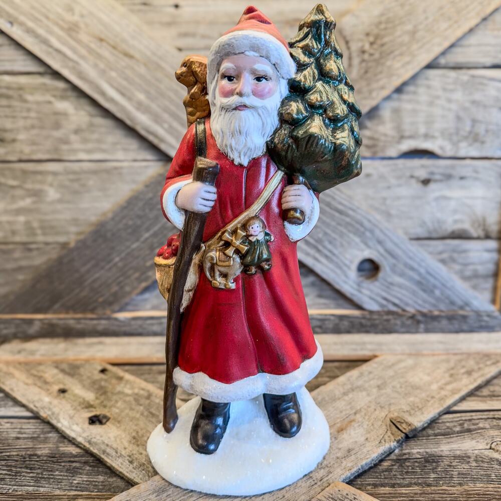 1989 Vintage Provincial Mold, Old World Santa Claus Ceramic Tabletop Decor, 11”H